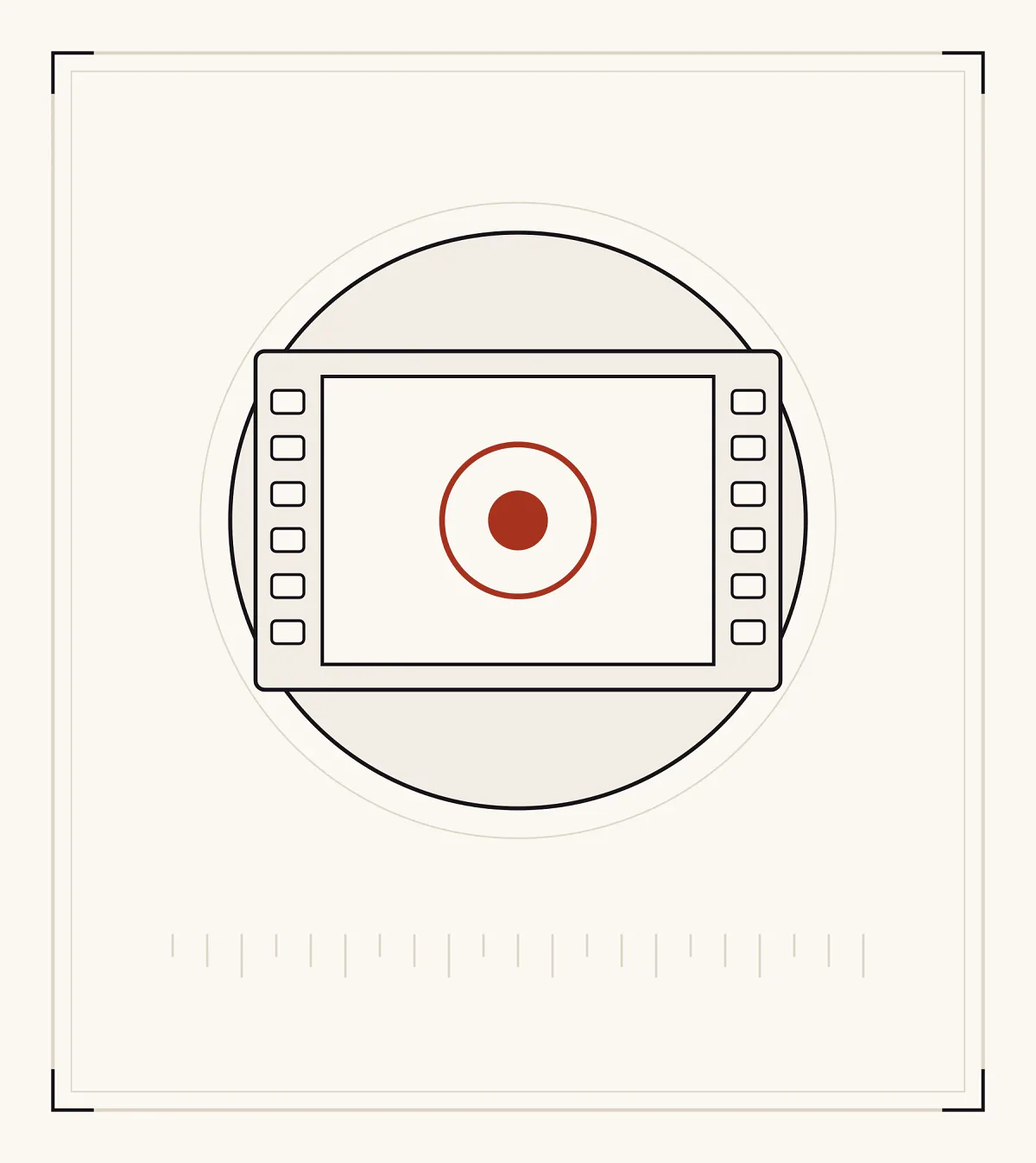 An archive plate: a strip of film with sprocket holes, framing a single red circle.