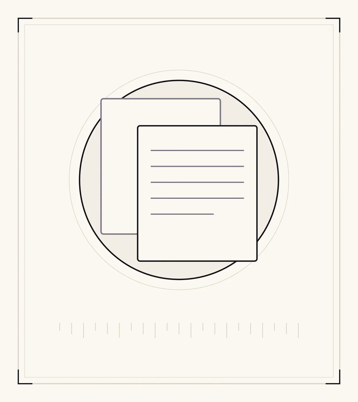 An archive plate: two offset pages, one behind the other, the front one ruled with text.