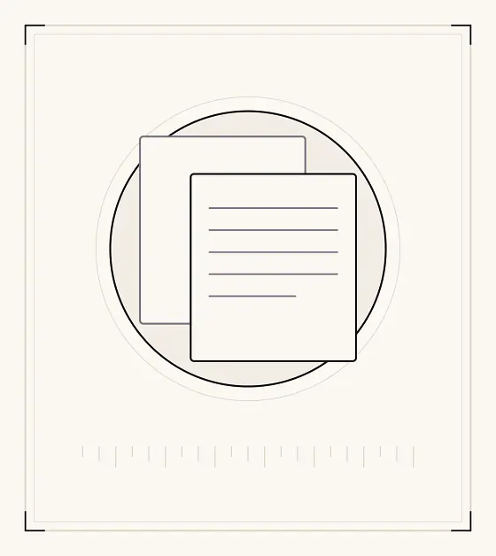 An archive plate: two offset pages, one behind the other, the front one ruled with text.