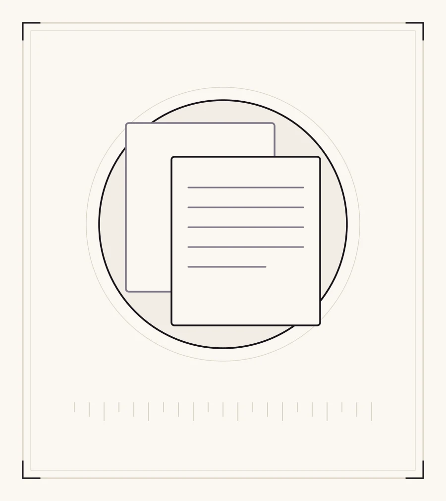 An archive plate: two offset pages, one behind the other, the front one ruled with text.