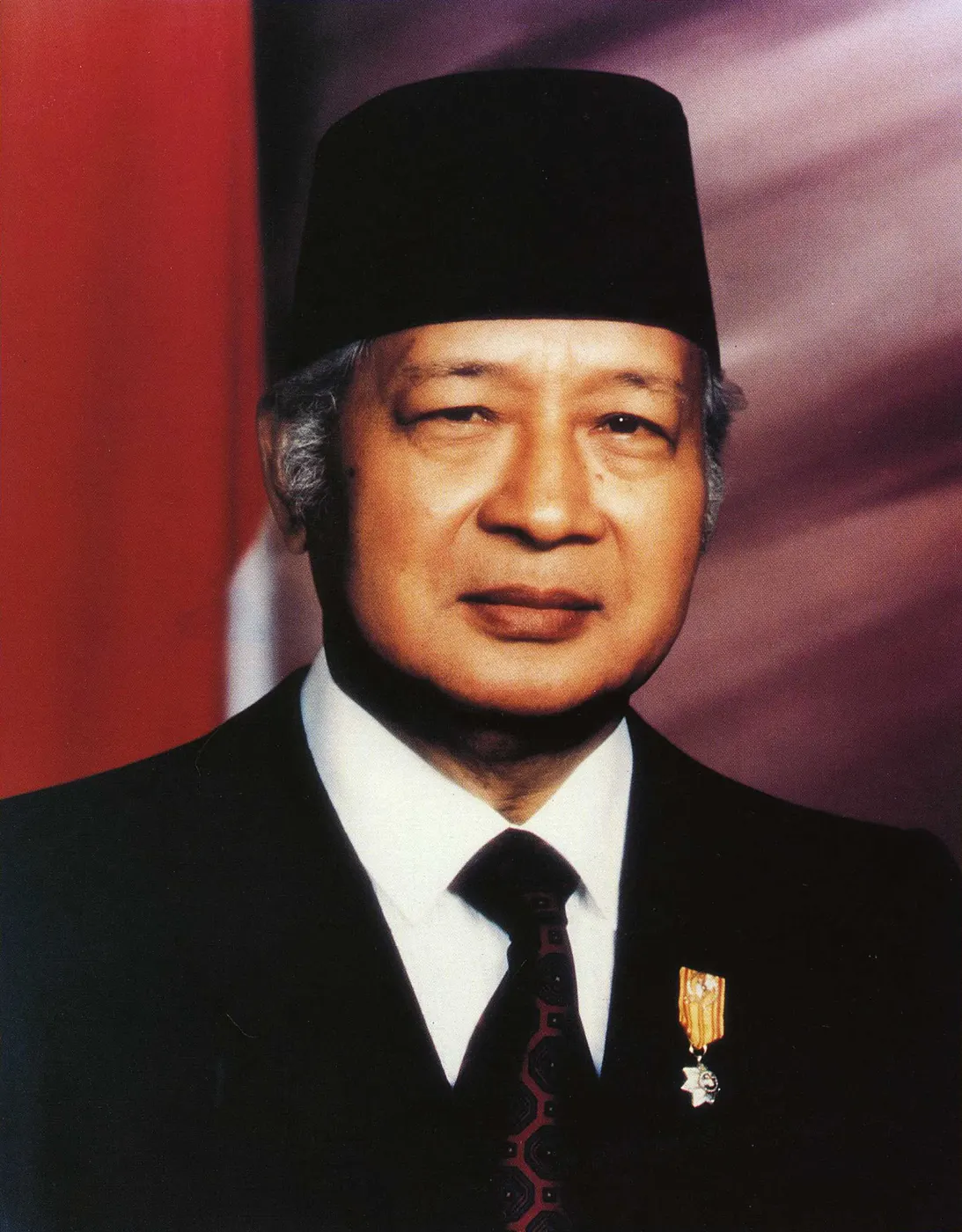 Official portrait photograph of President Suharto of Indonesia in 1993.