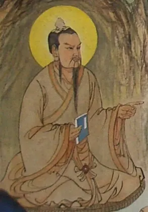 Temple painting of Wang Chongyang, founder of the Quanzhen school, in Taoist dress.